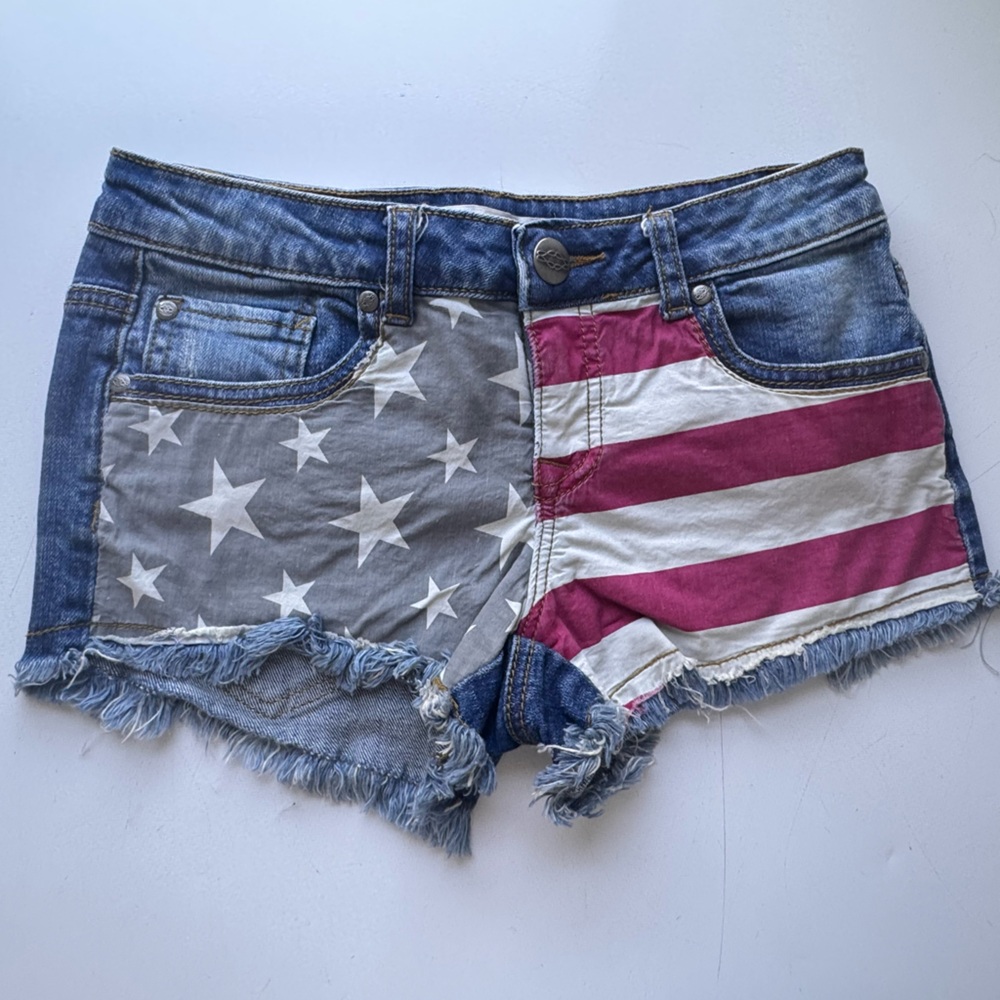 Patriotic Star and Stripe Denim Shorts